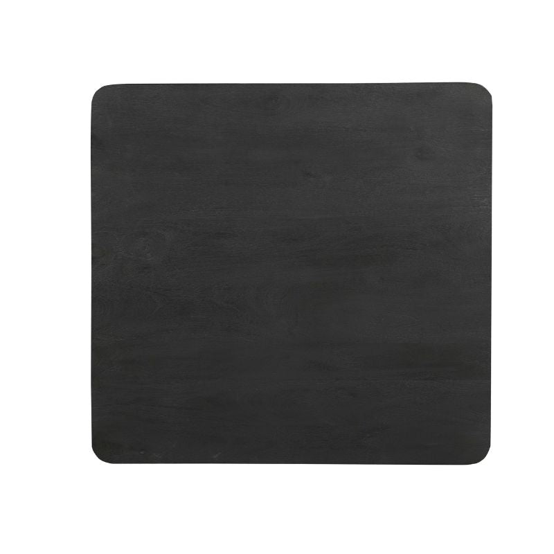 Esstisch Raven Schwarz – Mangoholz mit schwarzen Designelementen, 90x90x76 cm