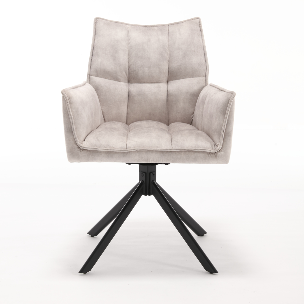 Esszimmerstuhl Daira Velvet Champagner –  Drehstuhl mit Armlehnen  (2er-Set)