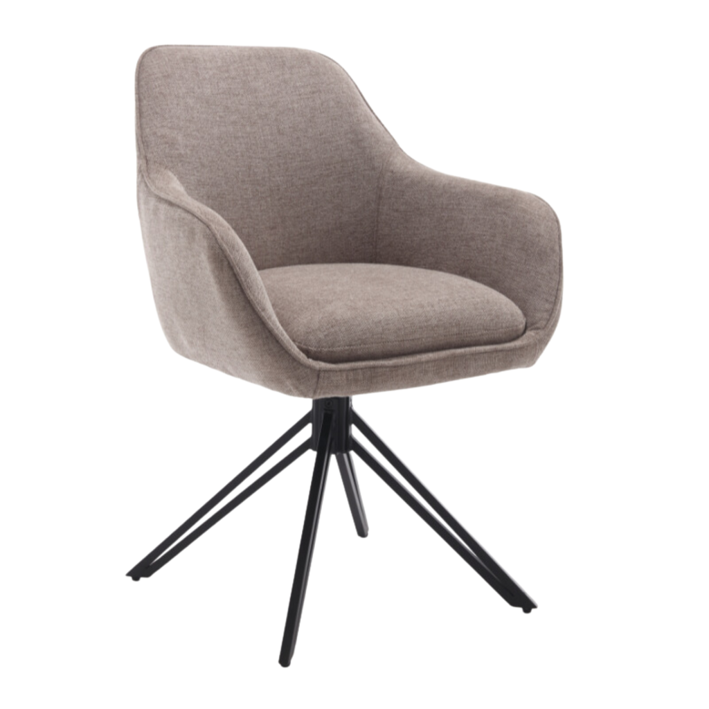 Esszimmerstuhl Jamey Braun – Drehstuhl mit Memory-Funktion & schwarzem Metallgestell, 60×62×85 cm, moderner Komfortstuhl