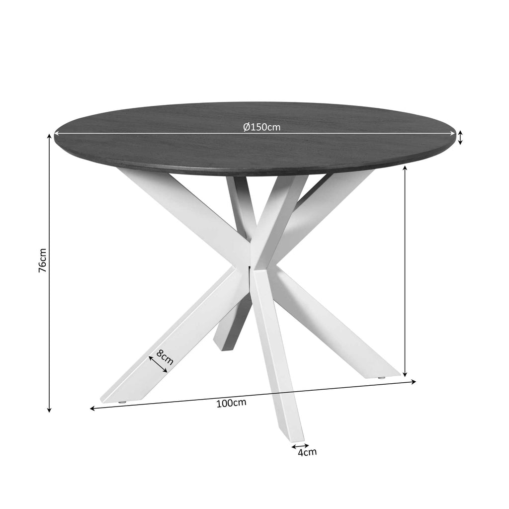 Esstisch Mandy Braun–Mangoholz massiv, sandfarbenes Bein, Rund Ø150cm
