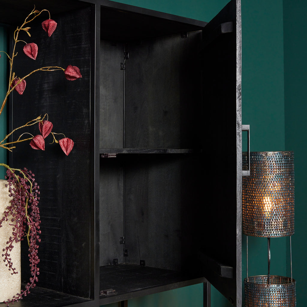 Schrank Delta Schwarz Supreme XXL – Mangoholz Schwarz, 160 x 45 x 200 cm