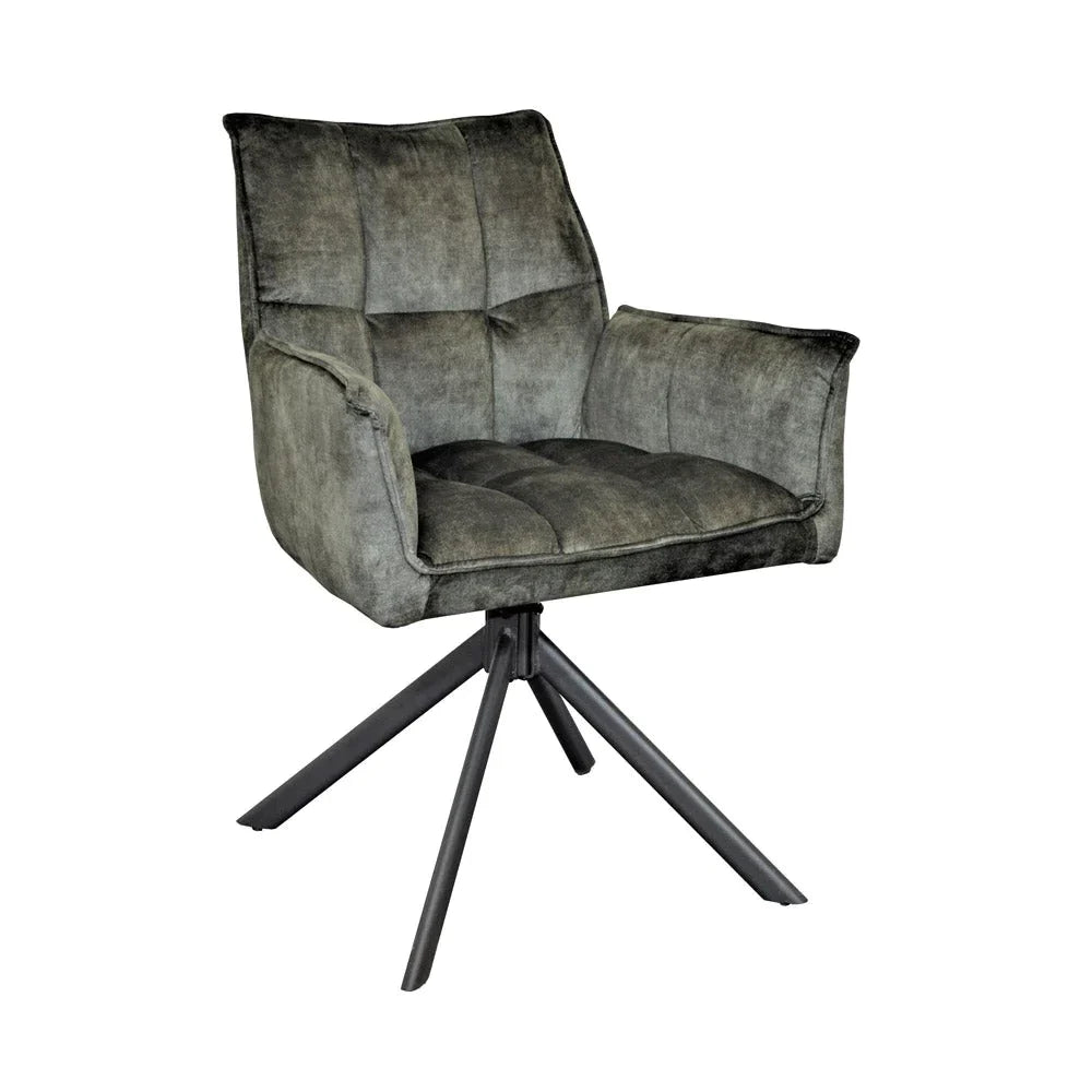 Esszimmerstuhl Daira Velvet Gold –  Drehstuhl mit Armlehnen  (2er-Set)