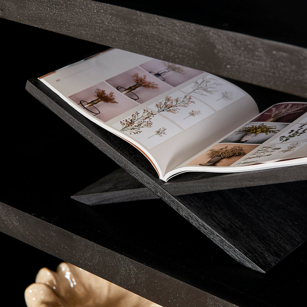 Regal Bali XL Schwarz – Mangoholz Bücherregal mit offenen Fächern & Push-to-Open Türen, 160 x 45 x 200 cm