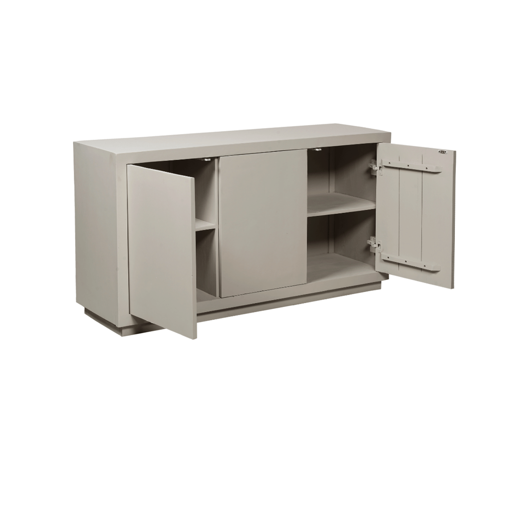 Sideboard Bali Sand – Dressoir aus Mangoholz mit Push-to-Open-Türen, 150 x 45 x 80 cm