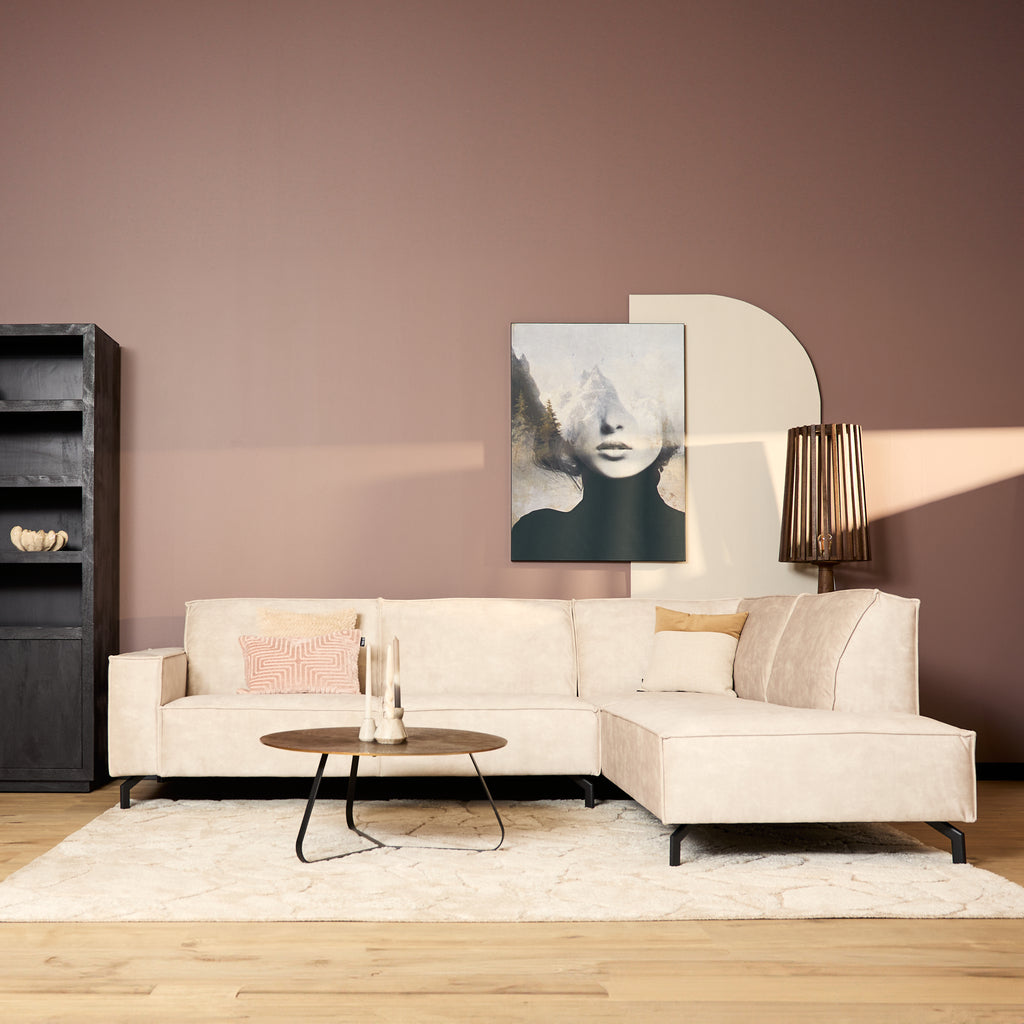 Ecksofa Famous&Glamor Beige 285x210x82 cm – MeinLieblingsplatz Sofa mit Recamiere rechts, Luxus & Komfort