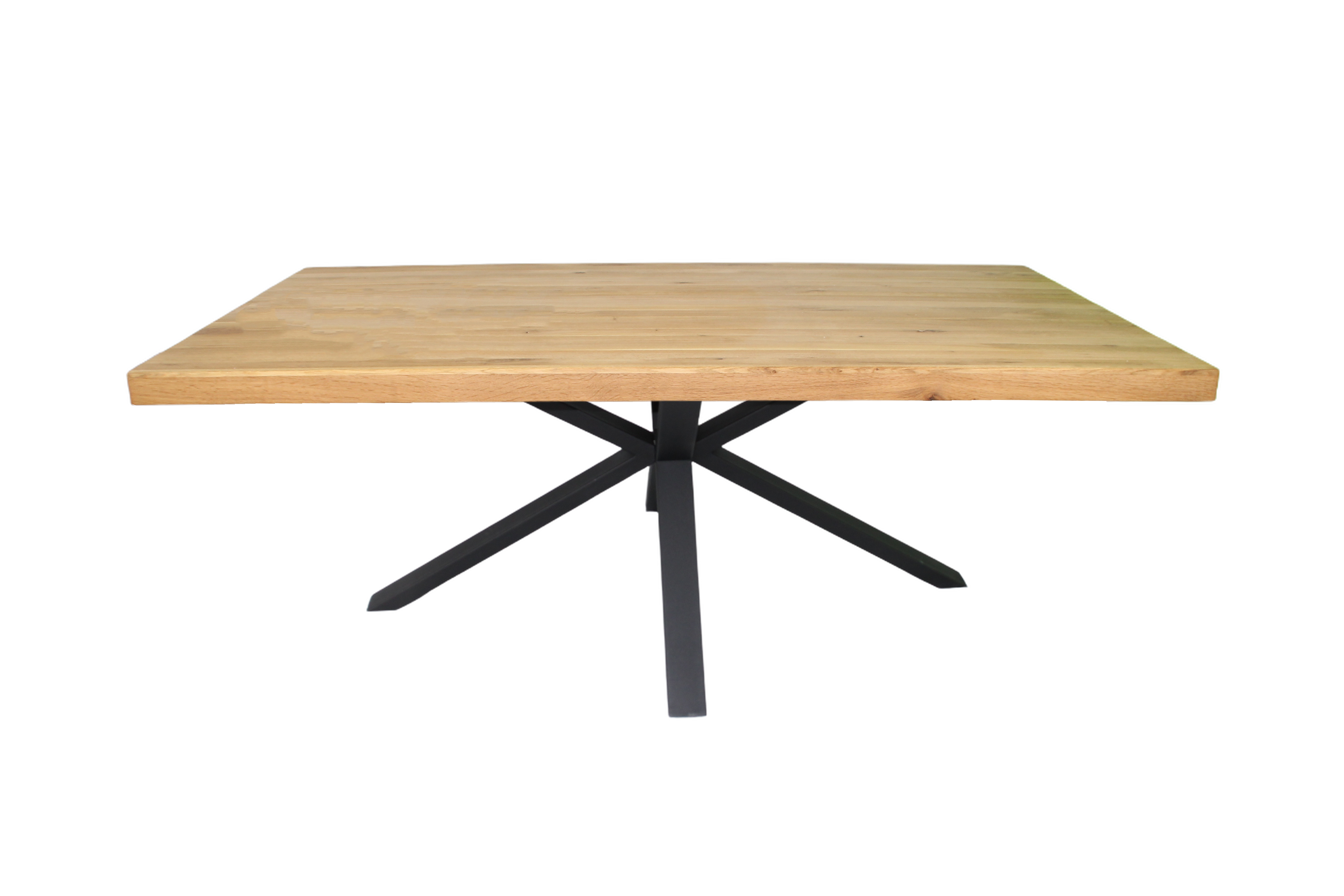 Eiche - Esstisch mit gerade Kante - Spider-Gestell in Schwarz  | Unikat