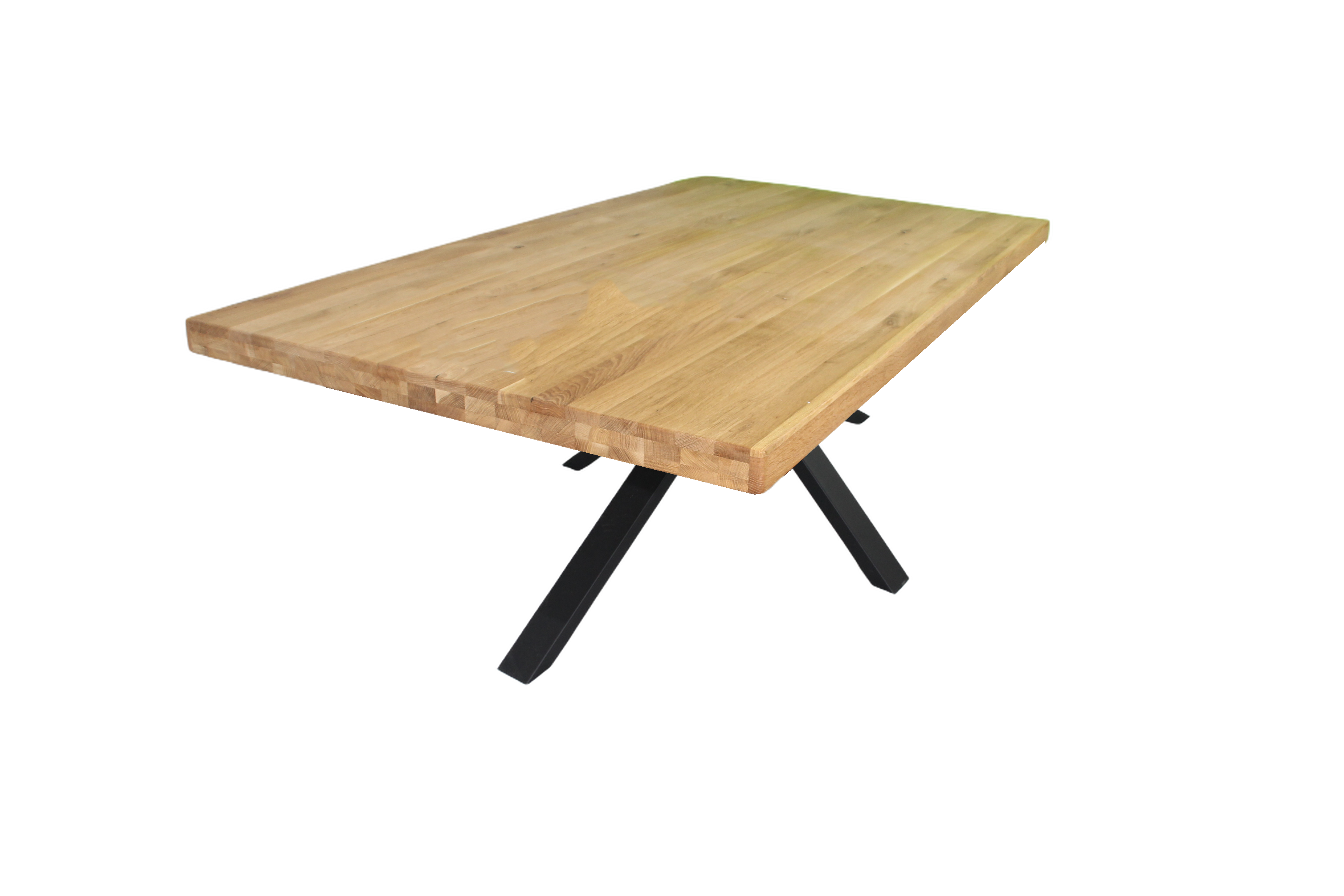 Eiche - Esstisch mit gerade Kante - Spider-Gestell in Schwarz  | Unikat