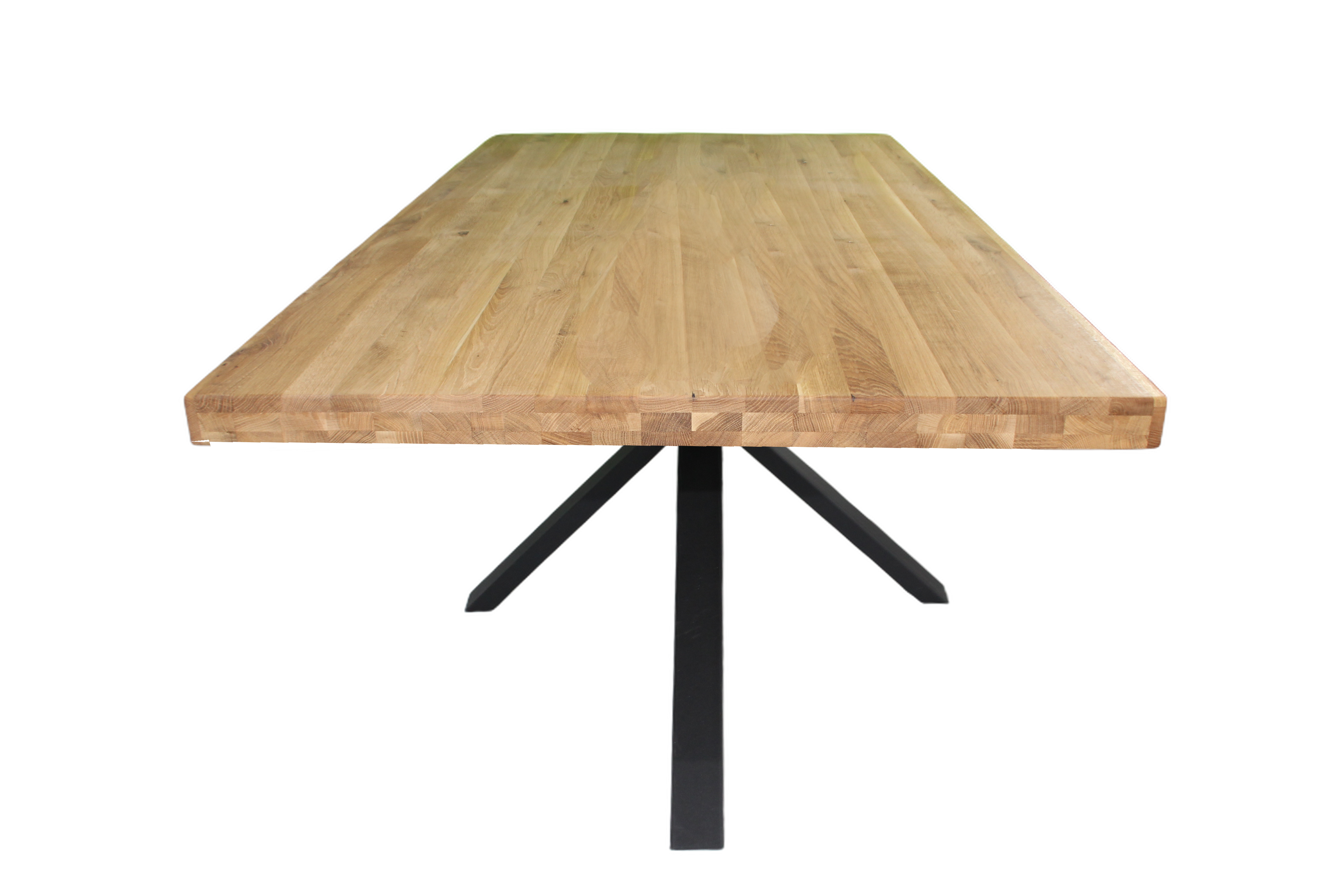 Eiche - Esstisch mit gerade Kante - Spider-Gestell in Schwarz  | Unikat