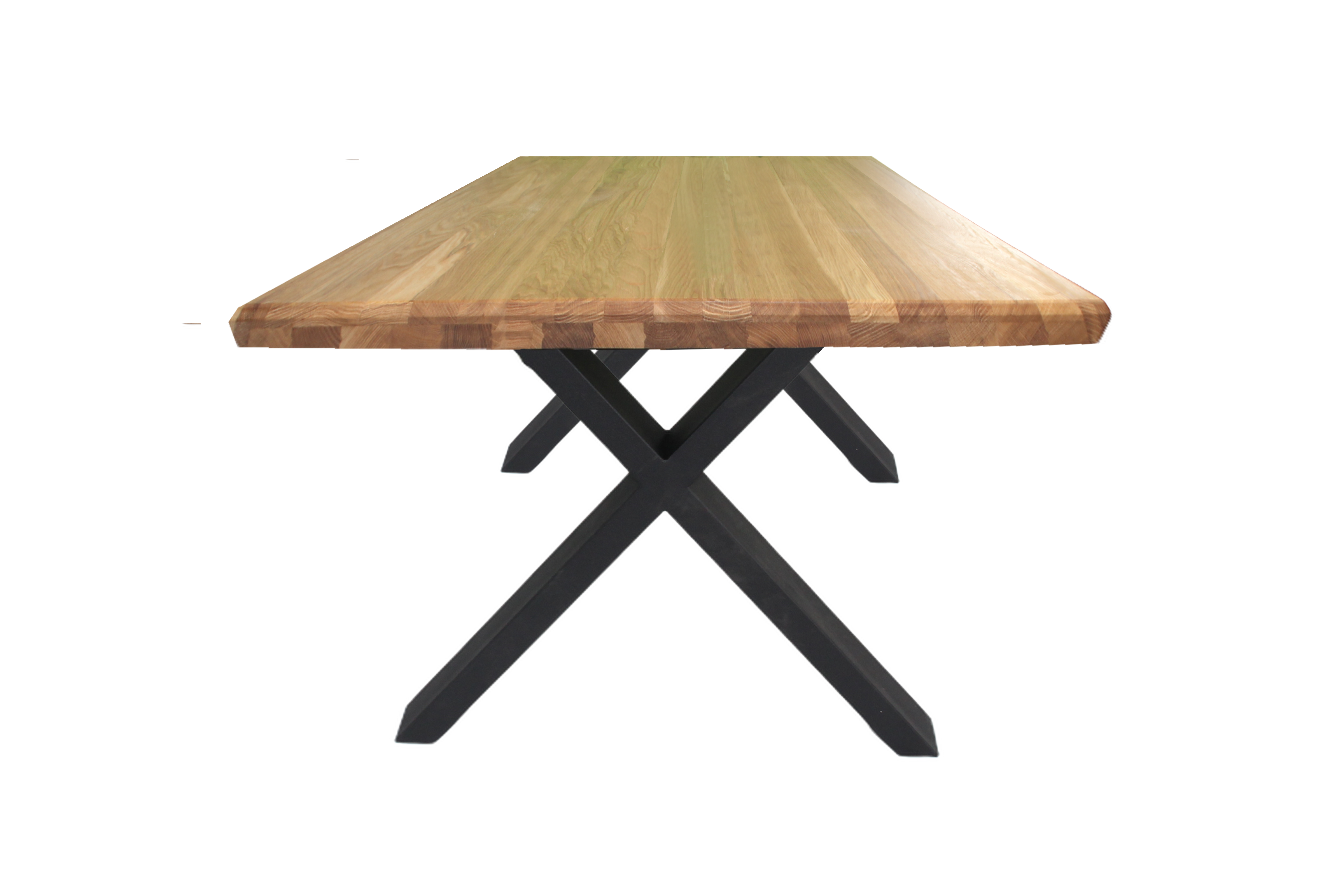Eiche - Esstisch mit Schweizerkante - X Gestell  | Unikat
