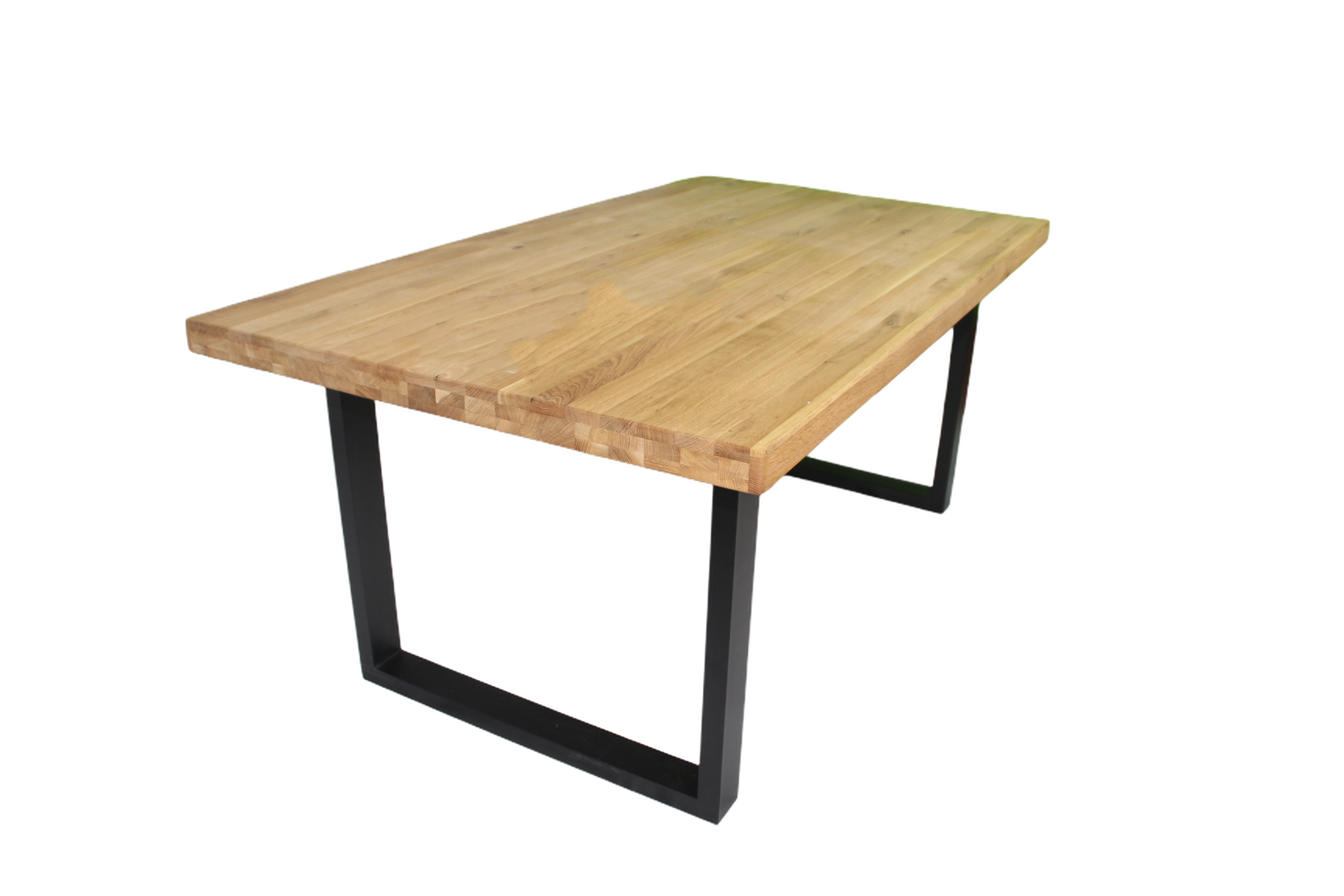 Eiche - Esstisch mit gerade Kante - U-Gestell in Schwarz | Unikat