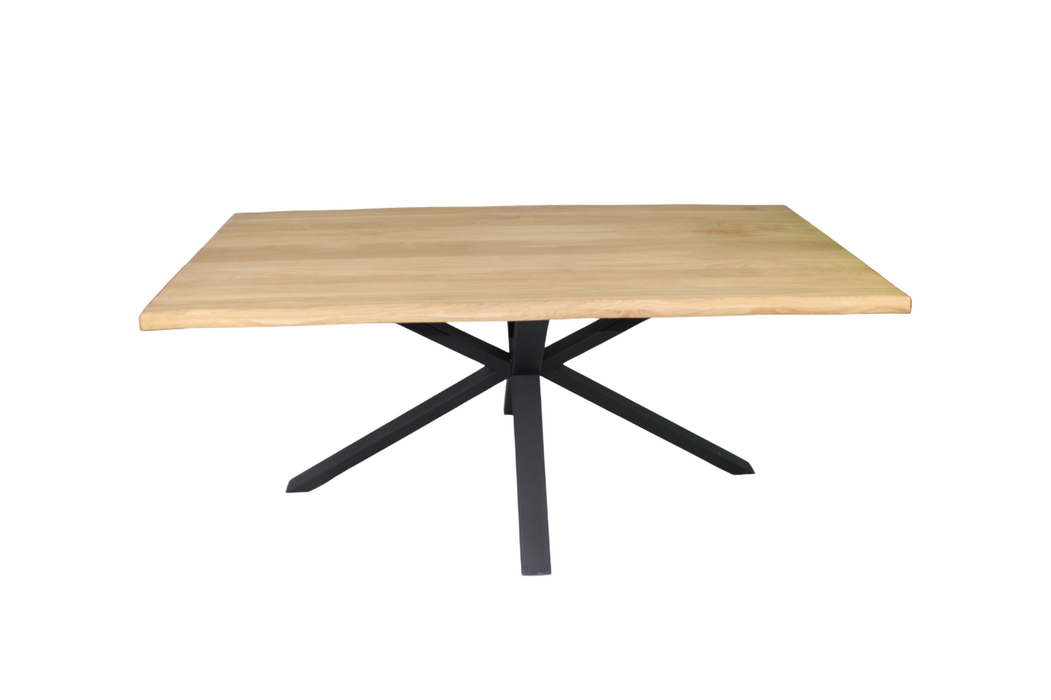 Eiche - Esstisch mit Baumkante - Spider - Gestell in Schwarz  | Unikat