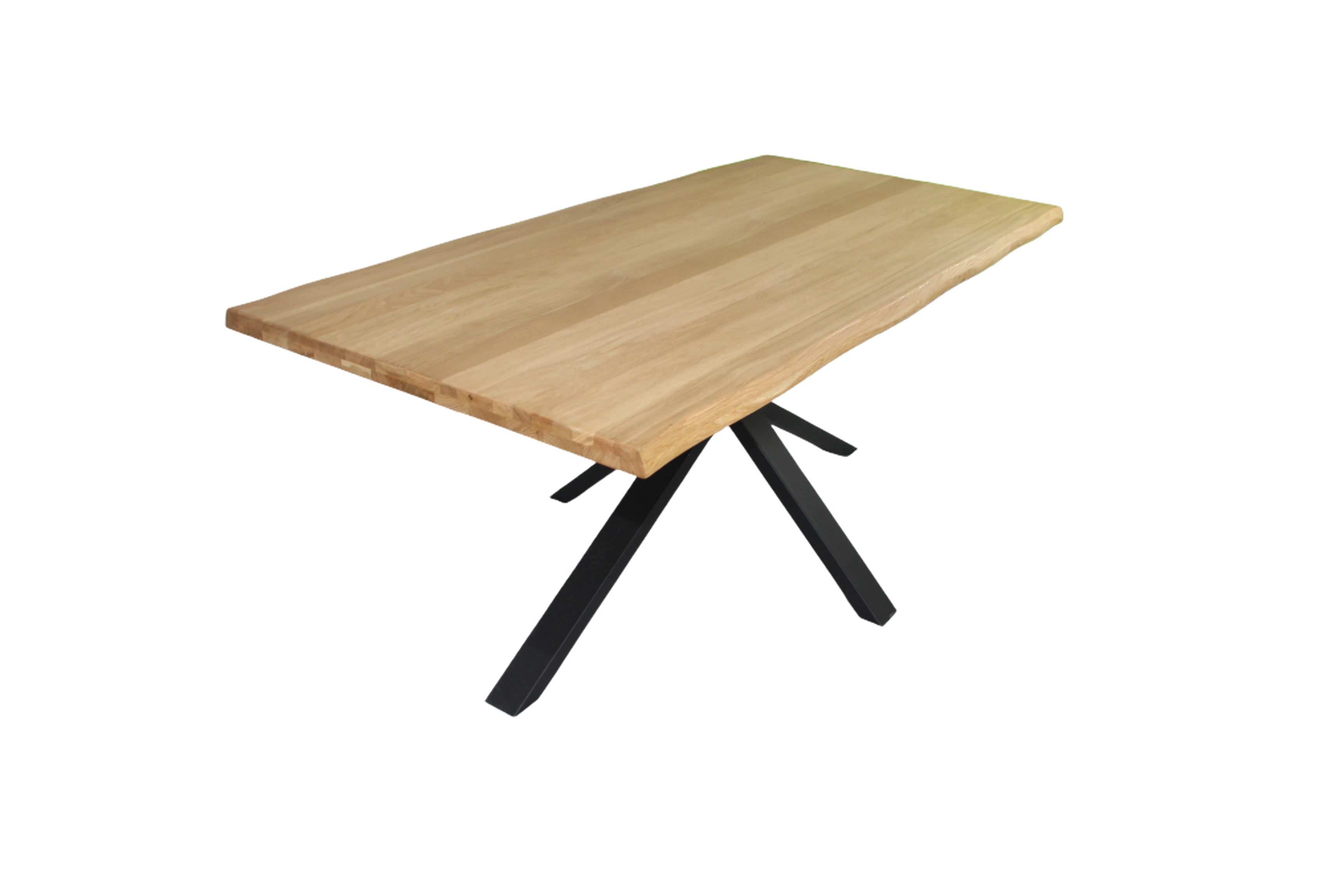 Eiche - Esstisch mit Baumkante - Spider - Gestell in Schwarz  | Unikat