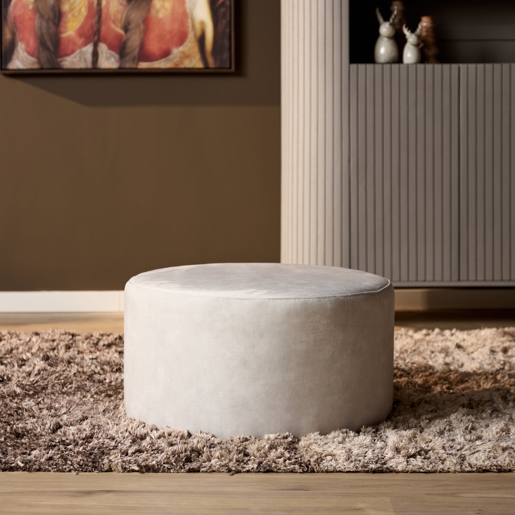 Runder Hocker MeinLieblingsplatz in Creme – vielseitig einsetzbar, 60 x 60 x 32 cm