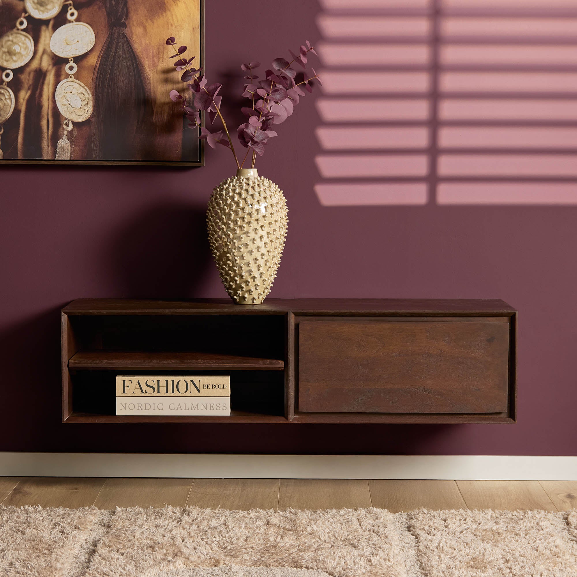 Schwebendes TV-Möbel Ambiance Braun | 120 cm