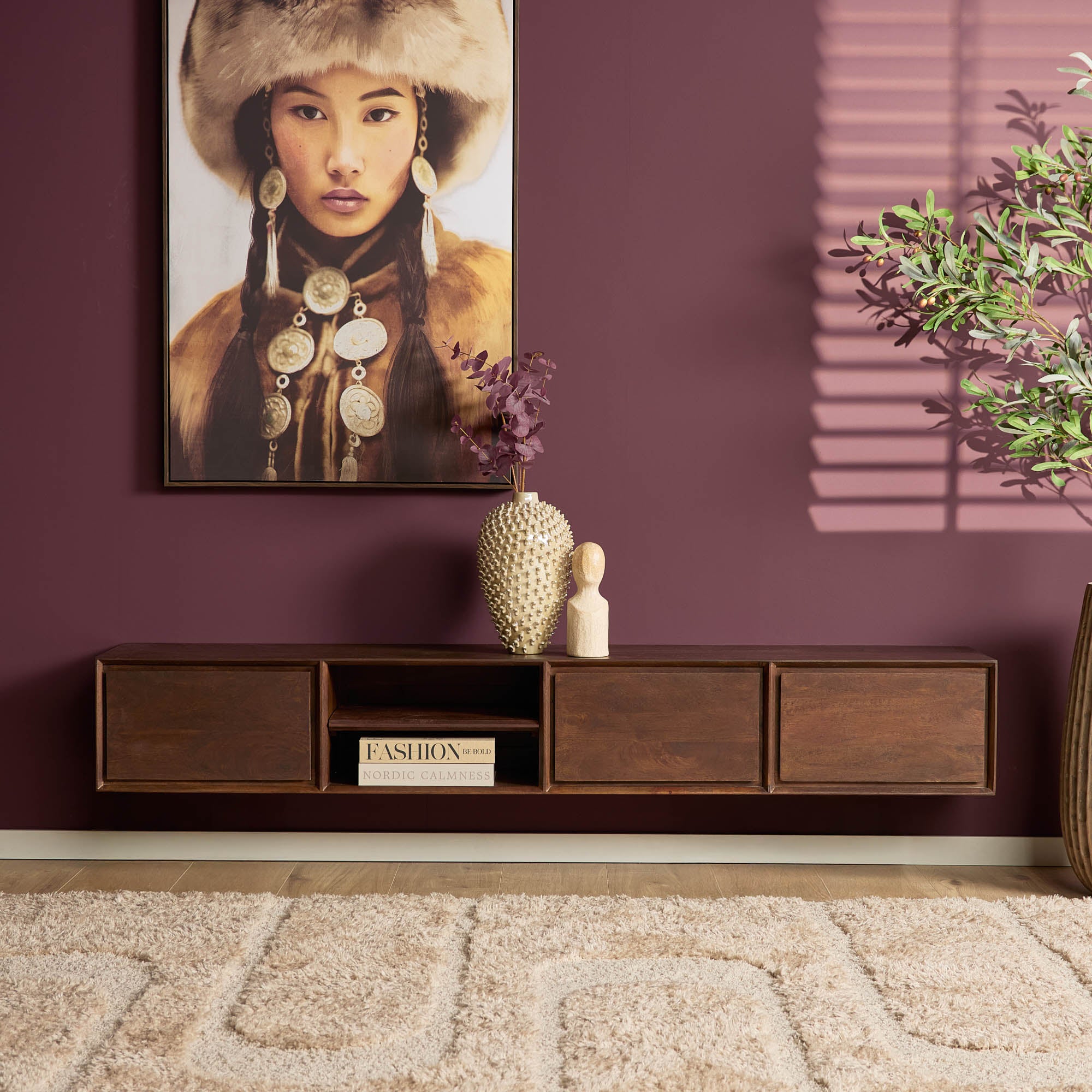 Schwebendes TV-Möbel Ambiance Braun | 200 cm