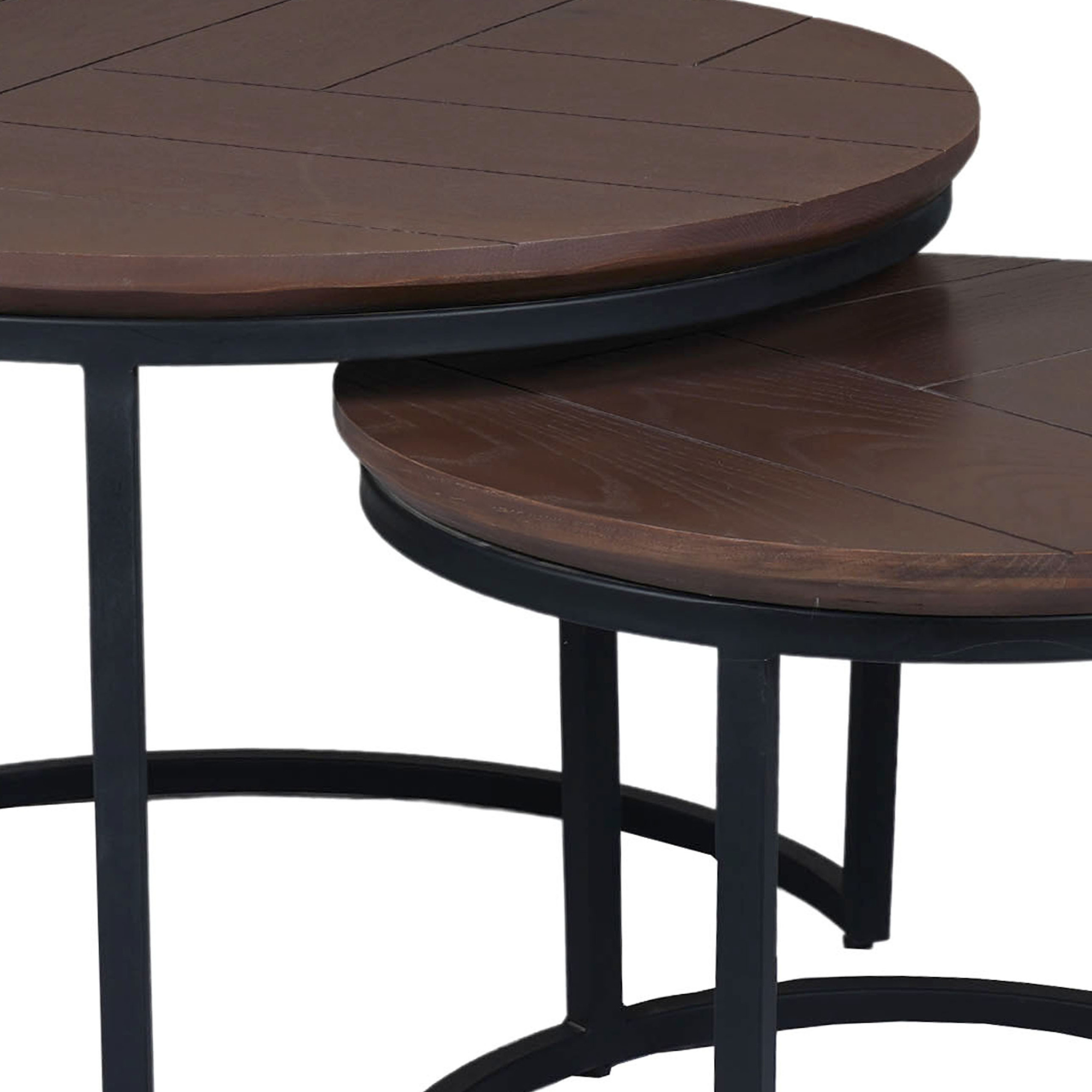 Couchtisch-Set Morily Schwarz – 2er-Set Beistelltische rund aus Holz und Metall, stilvolle Wohnzimmertische, Ø70/Ø50 cm