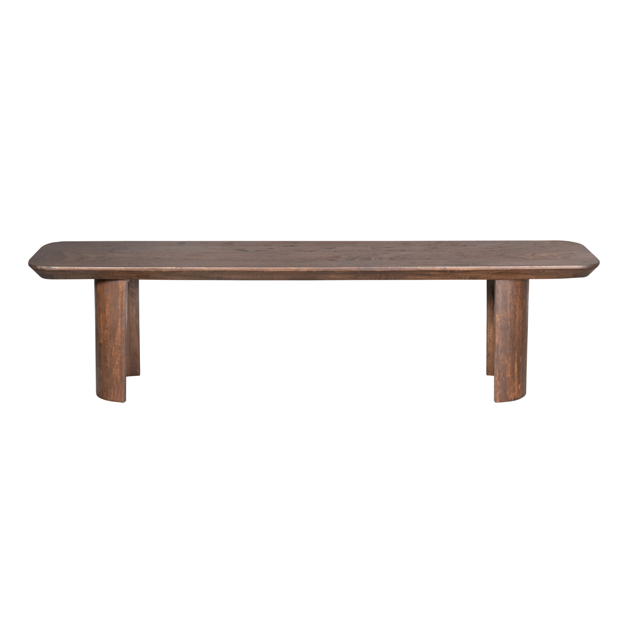 Esszimmerbank Lunero Braun – Sitzbank aus massivem Mangoholz mit halbrunden Beinen, 280 x 38 x 45 cm