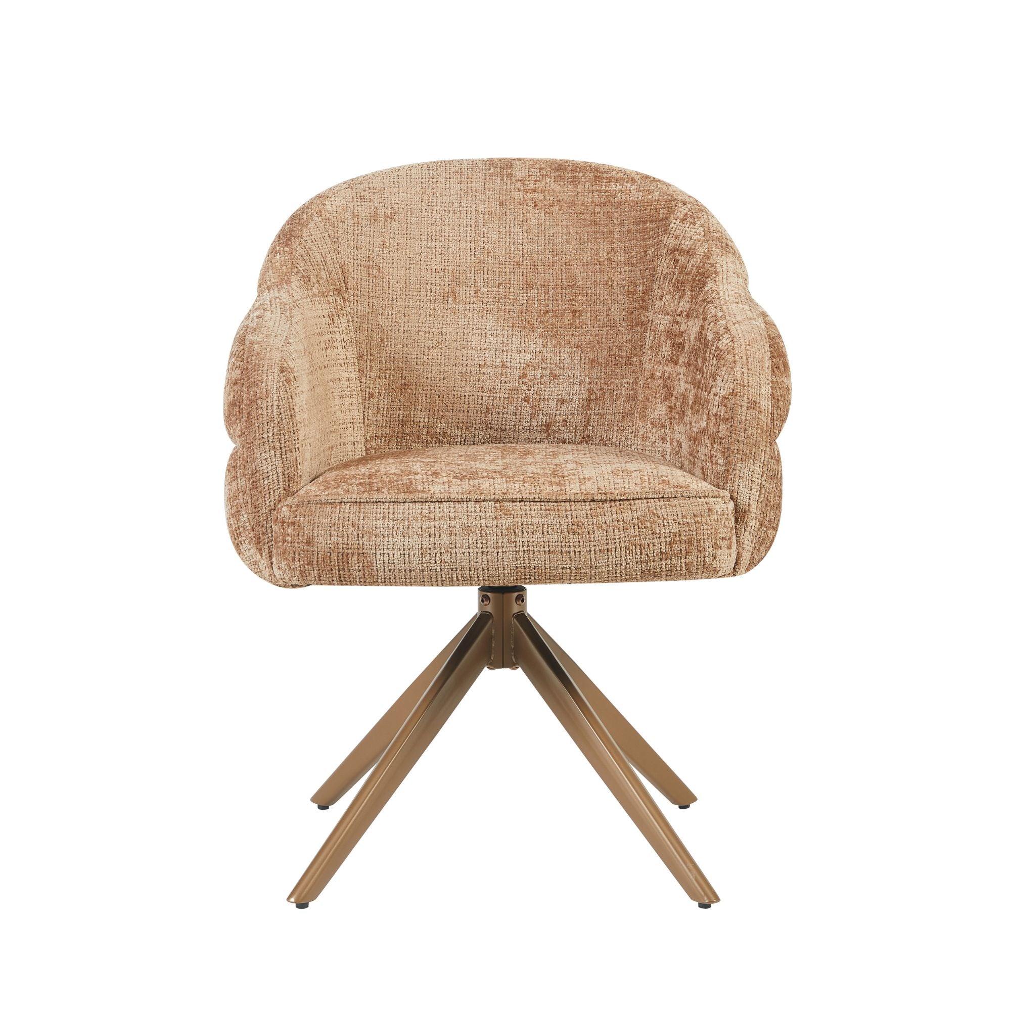 Esszimmerstuhl Bella (2er-Set) | Zimt | Fuß Bronze | Mit Armlehne