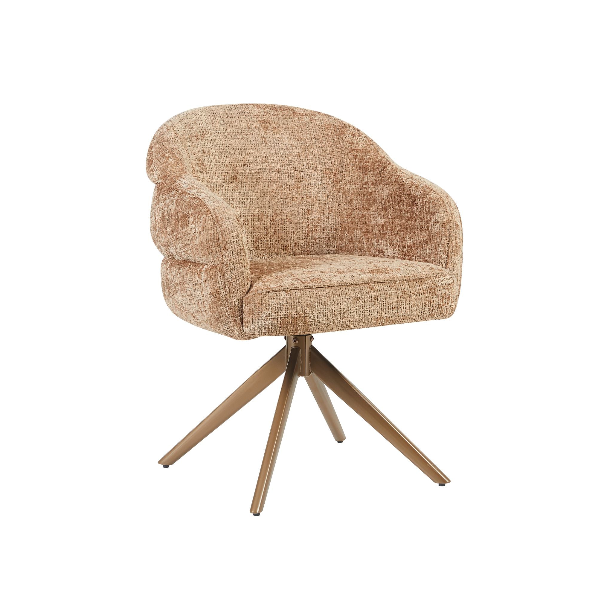 Esszimmerstuhl Bella (2er-Set) | Zimt | Fuß Bronze | Mit Armlehne