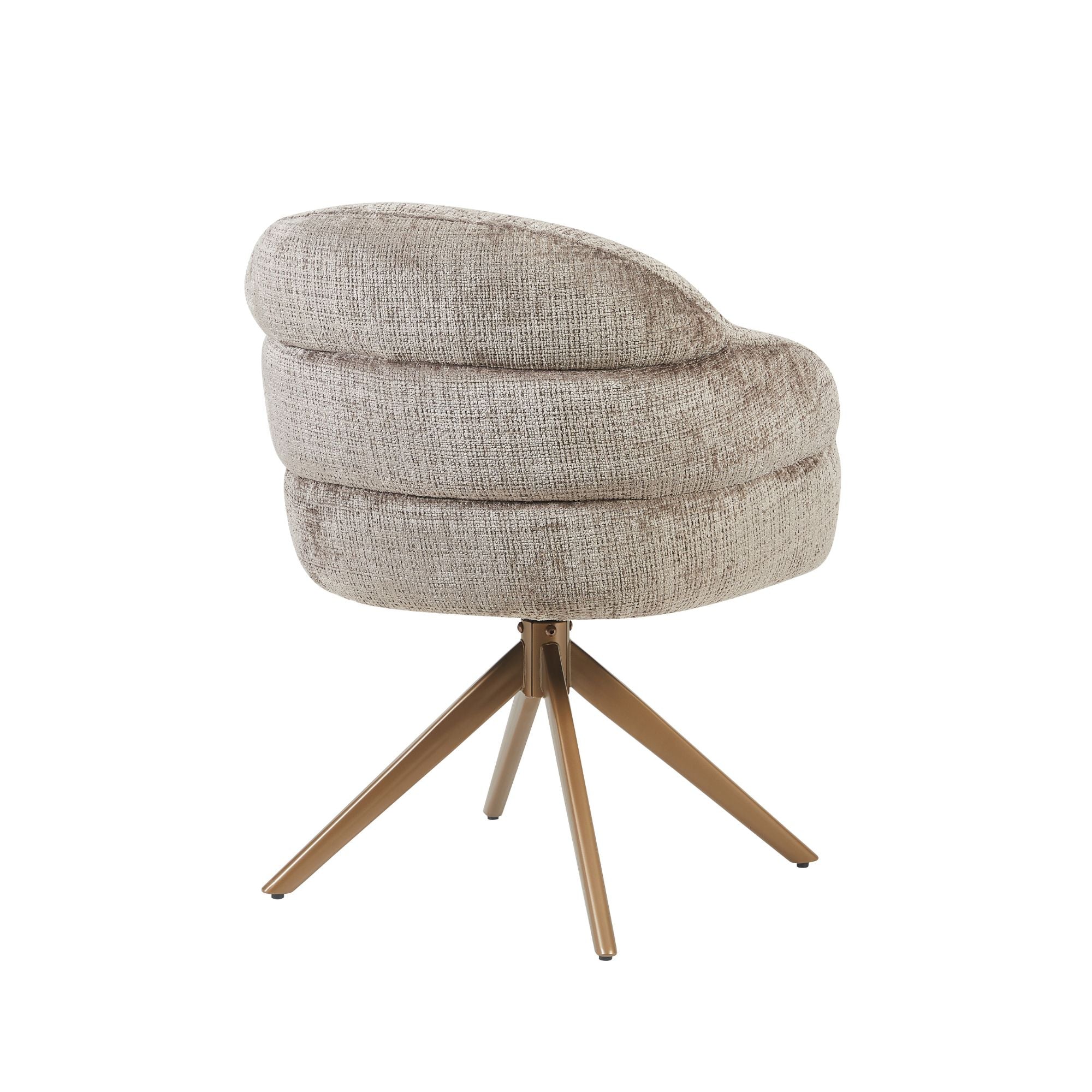 Esszimmerstuhl Bella (2er-Set) | Lehm | Fuß Bronze | Mit Armlehne