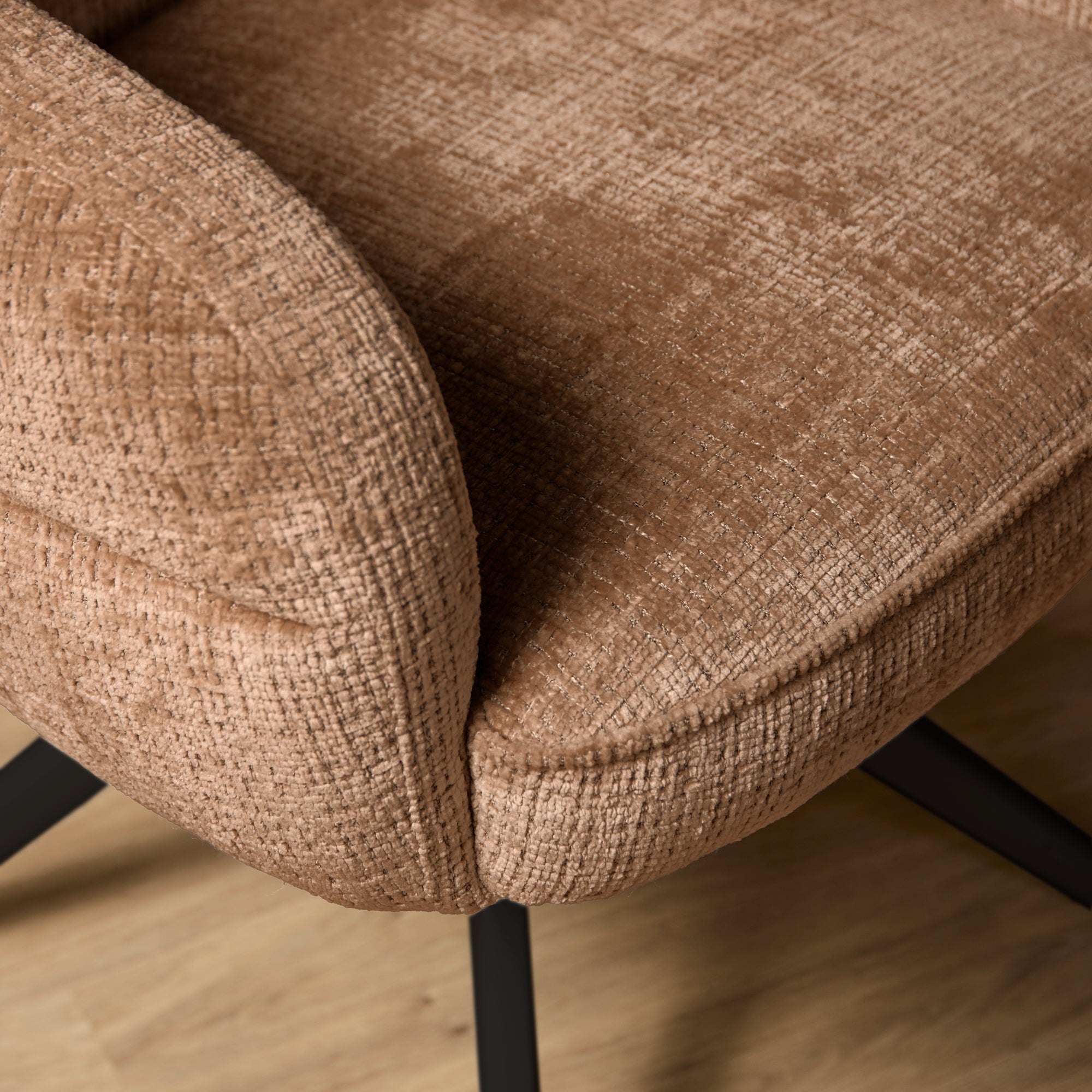 Esszimmerstuhl Bella (2er-Set)| Zimt | Fuß Schwarz |  Mit Armlehne