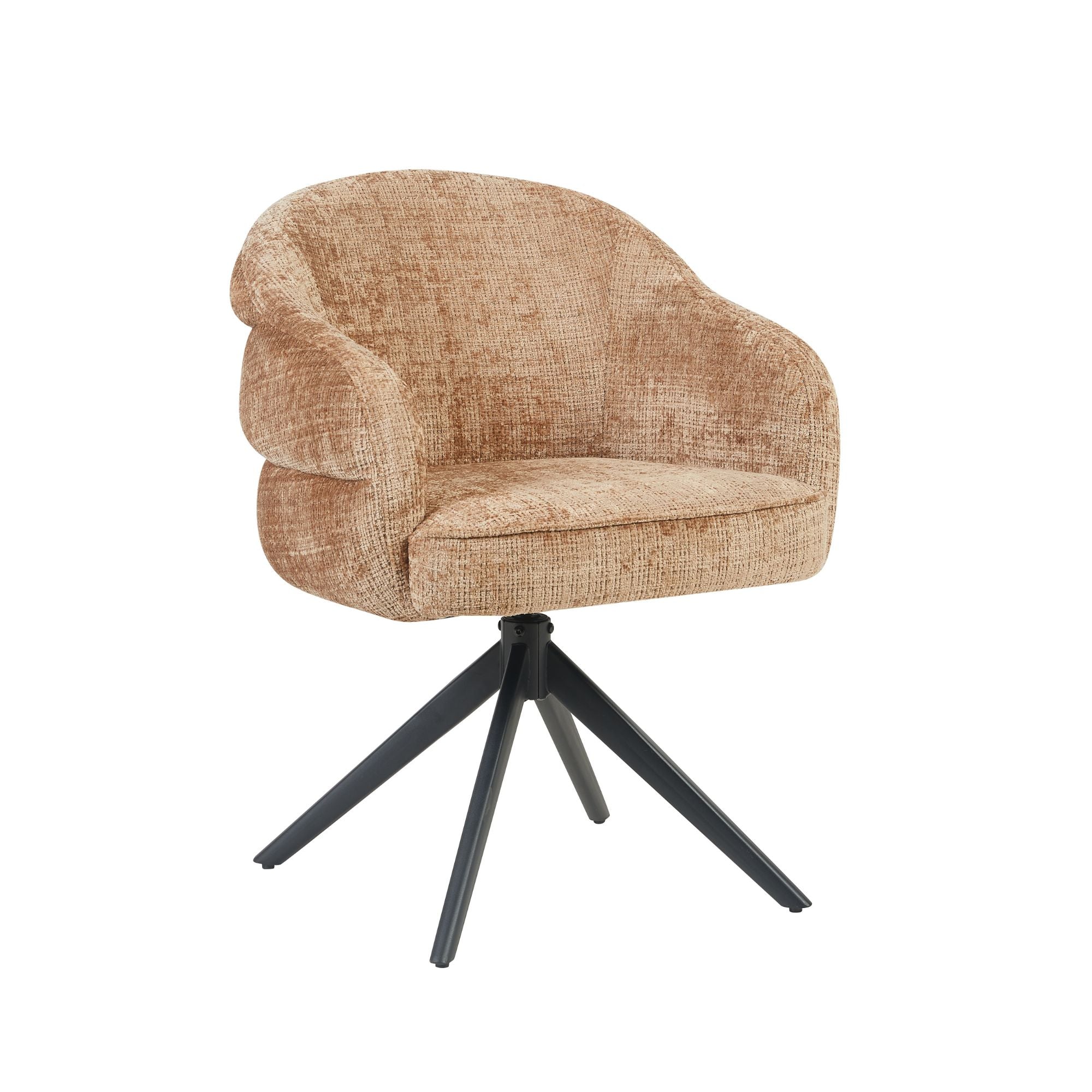 Esszimmerstuhl Bella (2er-Set)| Zimt | Fuß Schwarz |  Mit Armlehne