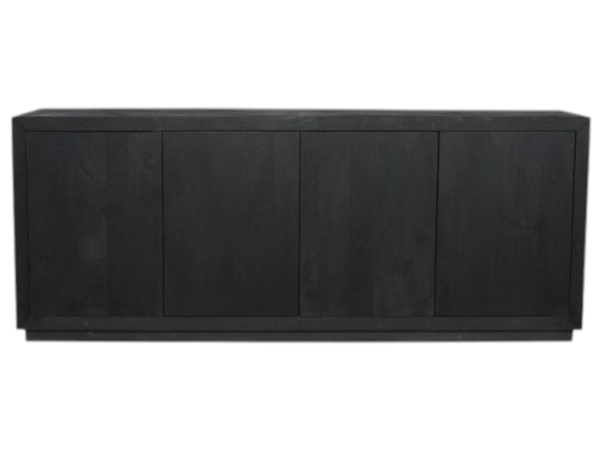 Sideboard Bali Schwarz – Mangoholz mit 4 Türen & Push-to-Open, 200 x 45 x 80 cm