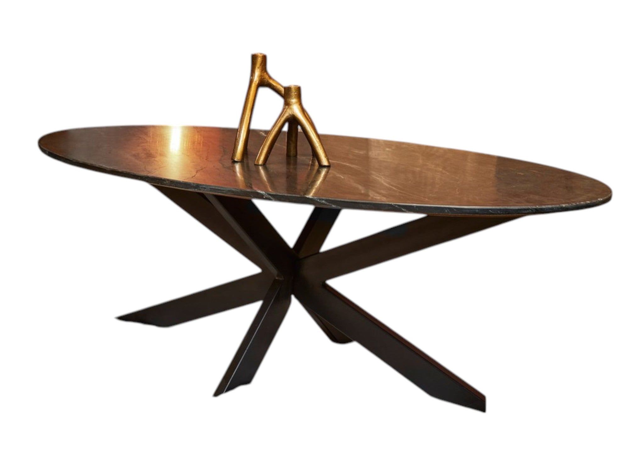 Couchtisch Faye Schwarz – elegantes Design mit Marmorplatte & Metallgestell, 130 x 70 x 46 cm