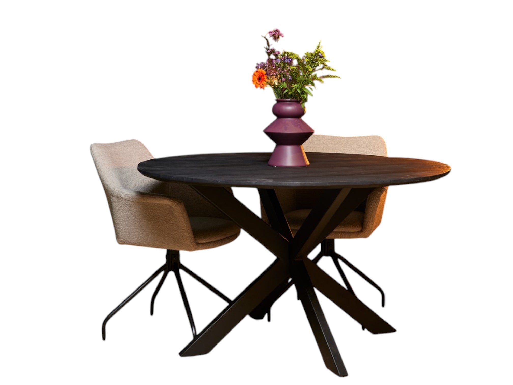 Esstisch Sydney Schwarz – massives Mangoholz, Rund Ø120 x 76 cm